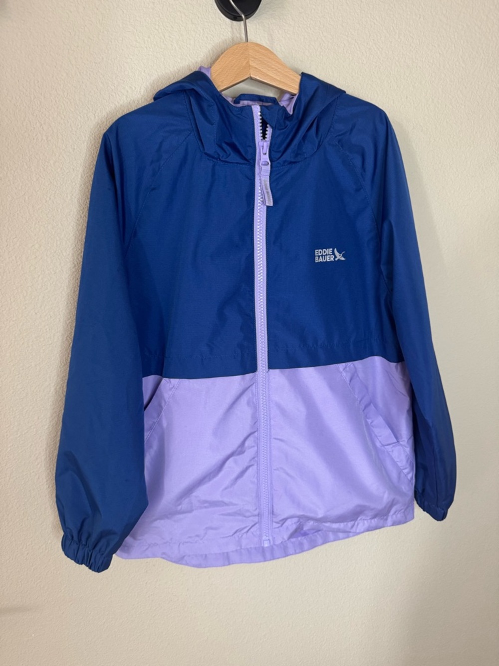 Eddie Bauer Kids Colorblock Windbreaker Jacket S 7/8 Blue Purple